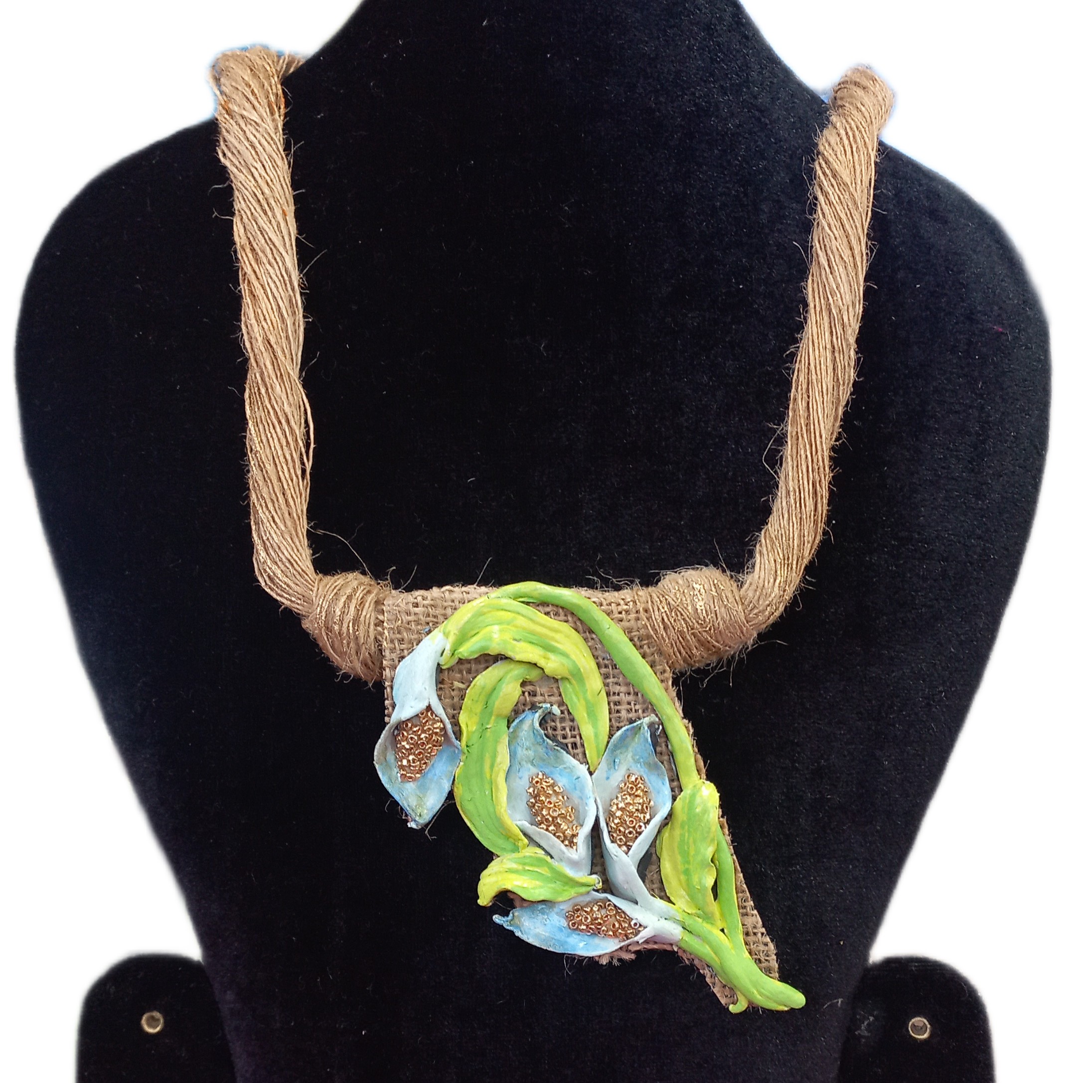 “Nature Embrace Handcrafted Jute Floral Necklace”