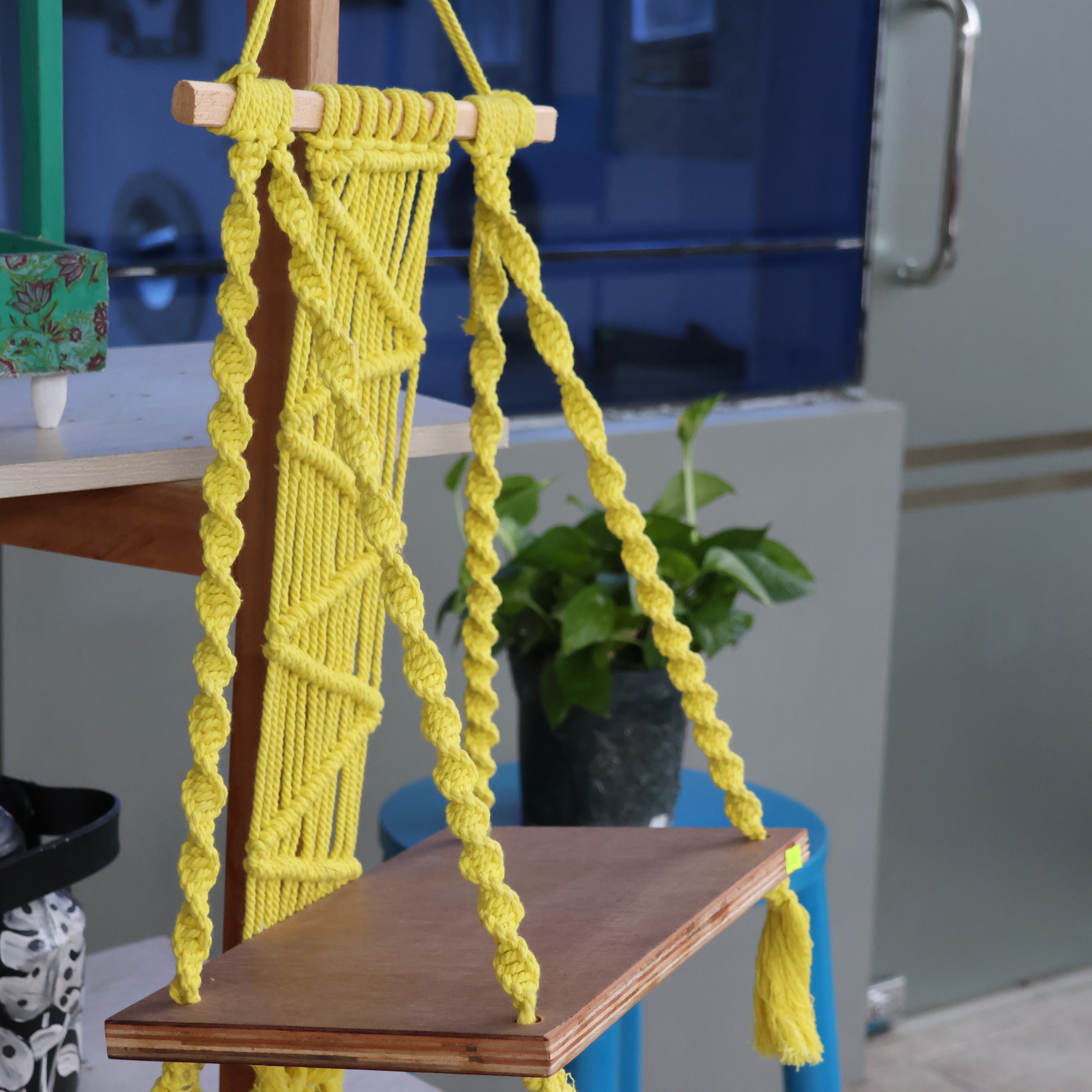 Handcrafted Macramé Hanging Shelf (Small)