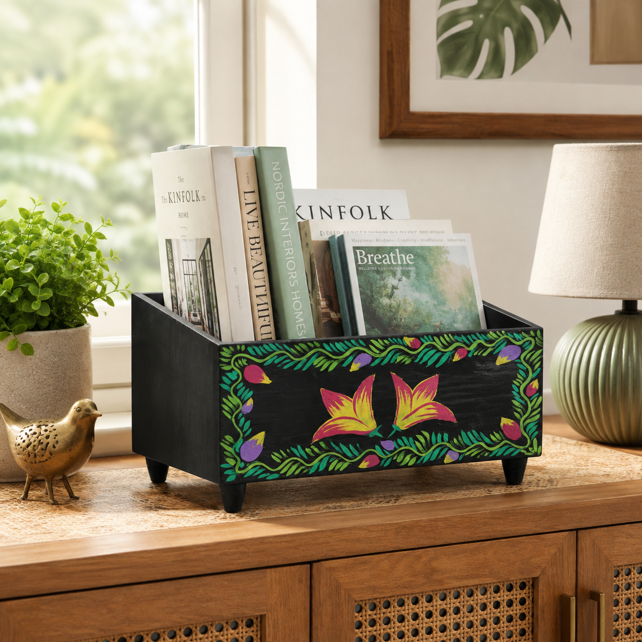 Hand-Painted Floral Wooden Box