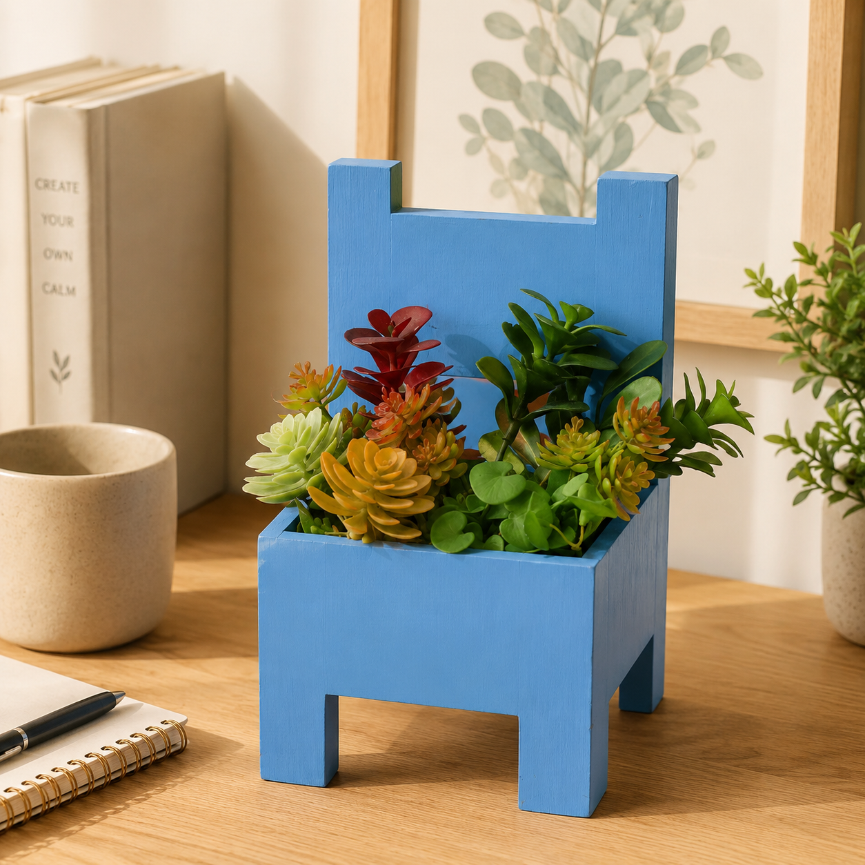 Handcrafted Wooden Chair-Shaped Succulent Planter (Large)
