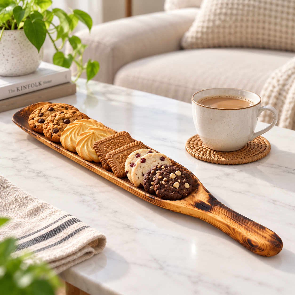 Handcrafted Torched-Wood Cookie Serving Tray